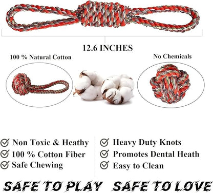 Dog Chew Toys for Small and Medium Dogs, Upgraded Tough Cotton Rope Toys for Aggressive chewers, Heavy Duty Dental Rope Kit for Tug of War, Teeth Cleaning (7 Pcs, Cotton Knot Toys)