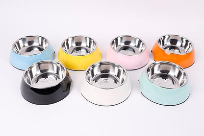 Pet Bowls Stainless Steel Dog Cat Pet Bowl Universal Pet Water and Food Bowls 4 Sizes and 5 Colors Available (L, Blue)