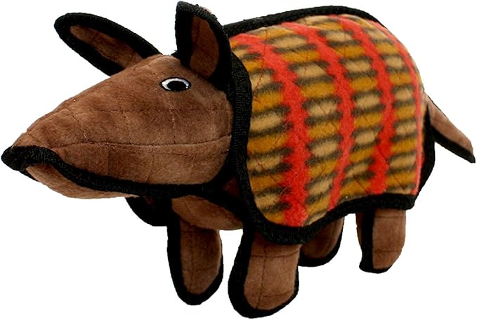 TUFFY - World's Tuffest Soft Dog Toy - Desert - Multiple Layers. Made Durable, Strong & Tough. Interactive Play (Tug, Toss & Fetch). Machine Washable & Floats (Armadillo, Large 2 Pack)