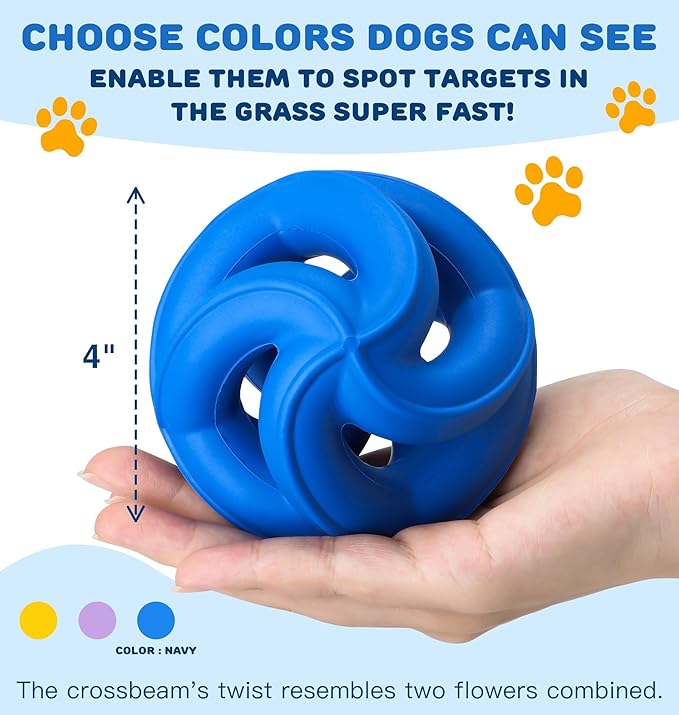 Indestructible Dog Toys, Durable Dog Toys for Aggressive Chewers - Durable & Non-Toxic Natural Rubber, Dog Chew Toys, Dishwasher Safe, Interactive Dog Toys for Small Medium Large Breed Dogs, Navy
