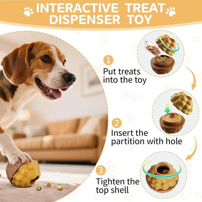Interactive Dog Frozen Treat Toy for Chewers, Enrichment Puzzle Treat Dispenser with Small Popsicle Molds for Medium Large Dogs Keep Busy, Chew Toy for Puppy Teething Reduce Anxiety -Brown