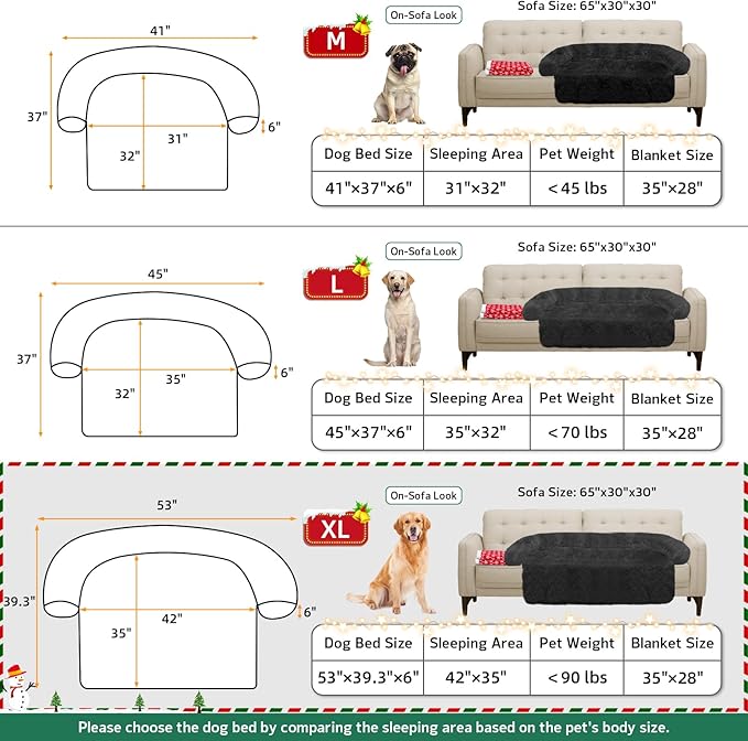 GGIB Calming Dog Bed Christmas Throw Blanket Fluffy Plush Dog Mat Furniture Protector Decoration Holiday Throw for Sofa Couch Cover Large Medium Small Dogs Cats (Extra Large, Dark Grey)