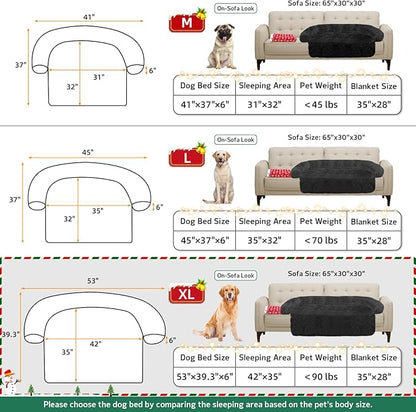 GGIB Calming Dog Bed Christmas Throw Blanket Fluffy Plush Dog Mat Furniture Protector Decoration Holiday Throw for Sofa Couch Cover Large Medium Small Dogs Cats (Extra Large, Dark Grey)