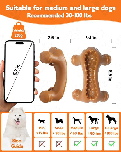 Dog Toys for Aggressive Chewers Large Medium Breed, Interactive Treat Dispensing Chew Toy, Indestructible Tough Nylon Teething Bones to Keep Dogs Busy