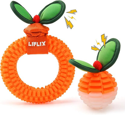 2-Pack Dog Teeth Cleaning Toys, Durable TPU Bite and Brush Dog Toys for Small and Medium Dogs, Dental Puppy Teething Toys