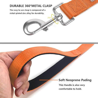 Basic Dog Leashes 6 FT Padded Handle Nylon Dogs Leashes for Medium Dogs Orange