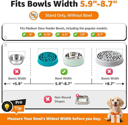LOOBANI Raised Dog Bowl Stand: Fits for Bowls Width 5.9"-8.7" (Without Bowls), Adjustable Width Elevated Dog Bowl Stand Water Food Feeder for Medium Adult, Seniors, Older, Arthritis Dogs Black Medium