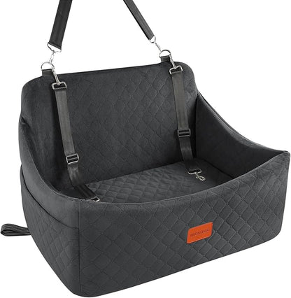 Wooaidagg Dog Car Seat for Medium & Large Dogs Up to 55lbs, Memory Foam Cushion, Washable Cover, Safety Straps & Non-Slip Bottom(Black,Large)