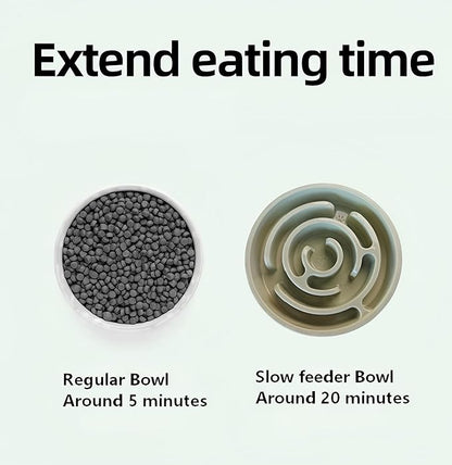 Pet Slow Feeder Bowl - Anti-Choking Maze Design, Universal for Dogs & Cats, Anti-Slip & Anti-Tip (Bowl-Light Green)