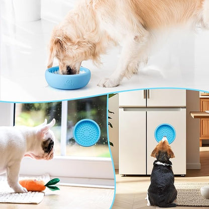 Dog Lick Bowl, Bestalk Anxiety Relief Lick Mat for Dogs, Non-Slip Freeze Licking Bowl Enrichment Puzzle Feeder for Distraction, BPA Free Silicone, Dishwasher Safe (Light Blue,L)