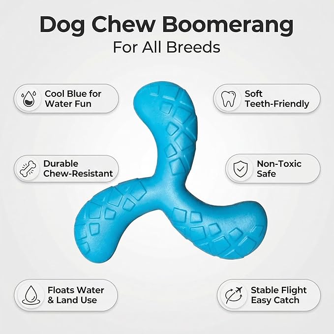 Ultra Durable Y-Shape Dog Chew Toy for Teeth Cleaning - Non-Toxic Rubber Interactive Tug of War & Fetch Toy for Medium & Large Dogs((Blue)