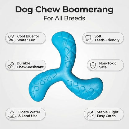 Ultra Durable Y-Shape Dog Chew Toy for Teeth Cleaning - Non-Toxic Rubber Interactive Tug of War & Fetch Toy for Medium & Large Dogs((Blue)