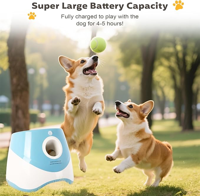Dollate Automatic Ball Launcher for Small Dogs,Interactive Toys Dog Ball Thrower Machine with 10-30Ft 3 Launching Distance,Indoor & Outdoor with 15 Mini Tennis Balls (2 inch),Blue