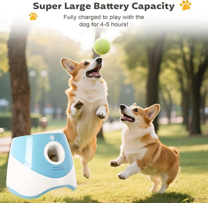 Dollate Automatic Ball Launcher for Small Dogs,Interactive Toys Dog Ball Thrower Machine with 10-30Ft 3 Launching Distance,Indoor & Outdoor with 15 Mini Tennis Balls (2 inch),Blue