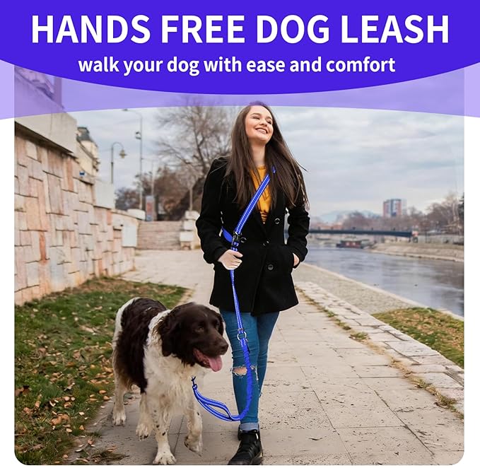 Kazazoo Hands-Free Dog Leash with 5.5-8.5FT Adjustable Length - Heavy Duty No Pull Bungee Design, Reflective Safety for Walking, Jogging & Training | Suitable for Medium to Large Dogs,M Size