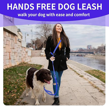 Kazazoo Hands-Free Dog Leash with 5.5-8.5FT Adjustable Length - Heavy Duty No Pull Bungee Design, Reflective Safety for Walking, Jogging & Training | Suitable for Medium to Large Dogs,M Size