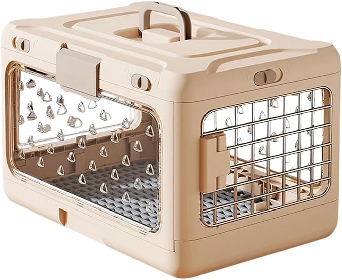 Folding Puppy Crate, Cat Travel Cage, Portable Dog Kennel, Pet Carrier for Small Dogs, Light Pink
