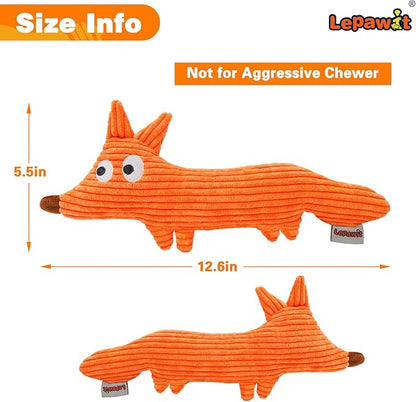 Squeaky Dog Toys, Cute Plush Toy for Dogs Indoor Play, Interactive Dog Toys with Non-Shedding Material for Small and Medium Dogs - Fox