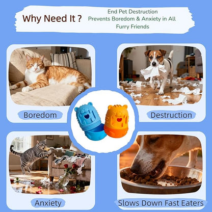 Cat Cognitive Treat Dispensing Dog Enrichment Toy,Multi-Functional Puzzle Design,Snuffle Ball& Interactive for Pet Mental Stimulation,Smart (Blue)