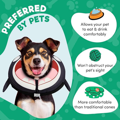 BENCMATE Inflatable Dog Cone Collar Alternative, Soft Dog Cone for Small Medium Large Dogs and Cats, Neck Recovery ECollar Donut Collar After Surgery (Medium, Orca)