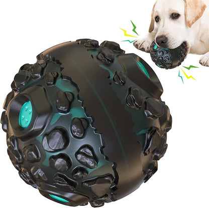 CYBERNOVA Interactive Dog Toys,Dog chew Ball, Fun Squeaky Sound Ball for Small Medium Large Breeds (Black+ Lake Blue)