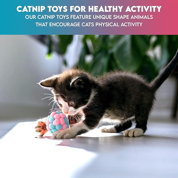 9 Pack Catnip Toys for Cats – Interactive Cat Toys for Indoor Cats & Kittens, Variety Bundle with Plush Animals & Catnip Balls, Fun Kitten Enrichment Toys Set