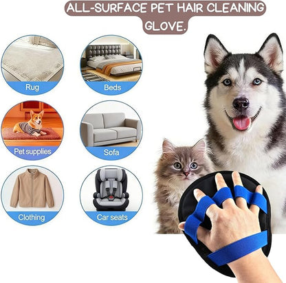 Pet Hair Removal Glove 3-in-1 Set,Electrostatic Pet Hair Removal Glove For Cat Couch Carpet Furniture Grooming,Magic Brush Pet Hair Remover With One-Click Self-Cleaning, Flea Comb For Cats Dogs