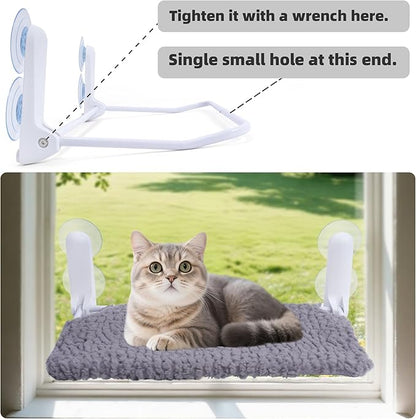 Cat Window Perch, Easy Install Bracket, Portable Wall Hammock for Indoor Cat, Grey