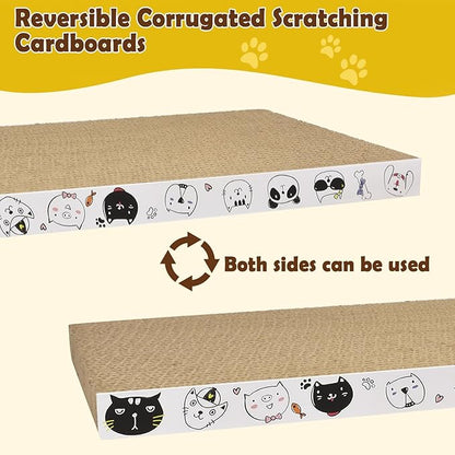 3 Pack Cardboard Cat Scratcher Refill Cat Scratch Pad Durable Cat Scratchers for Indoor Cats Kitten 16.5 x 8 x1 Inch Reversible Cat Scratching Board to Protect The Furniture (Lovely Pets)