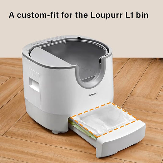 Drawstring Litter Box Trash Bags 17.6lb Capacity, Compatible with Loupurr L1 Self-Cleaning Litter Box