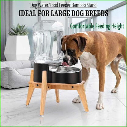 Stand for Automatic Dog Feeder - Large Dogs Suitable - Elevated Raised Dog Feeder Holder, Adjustable Platform for Dog Food/Water Bowl Dispenser - Bamboo
