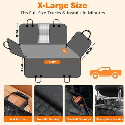 URPOWER Dog Car Seat Cover for Pets 100% Waterproof Seat Cover Hammock 600D Heavy Duty Scratch Proof Nonslip Durable Soft Back Seat Covers for Cars Trucks and SUVs