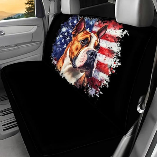 AFPANQZ Dog USA Flag Car Backseat Covers Dog Seat Cushion for Rear Seat Non-Slip Soft Car Seat Covers for Dogs, Pet, Kids Seat Cover for Auto Back Seat, Bench Protective Covers