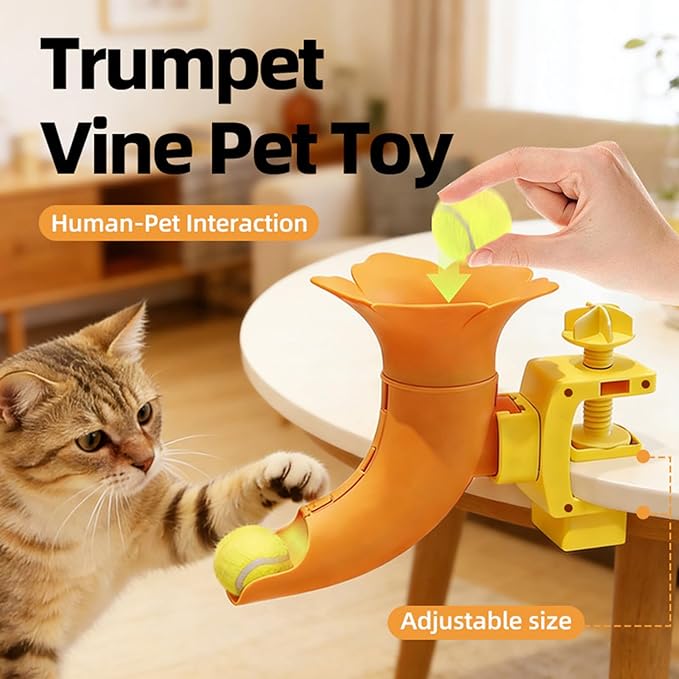 Automatic Ball Launccher for Dogs - Interactive Indoor Outdoor Mini Tennis Ball Thrower with Multi-Angle Clamp | Eco-Friendly ABS Pet Toy for Home Yard Park Orange/Yellow 28.5cm 1 Piece
