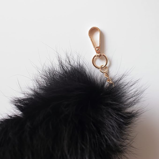 Fosrion Real Fox Tail Fur Cat Bites Hunting Playing Catching Toy (Black, Only Tail)