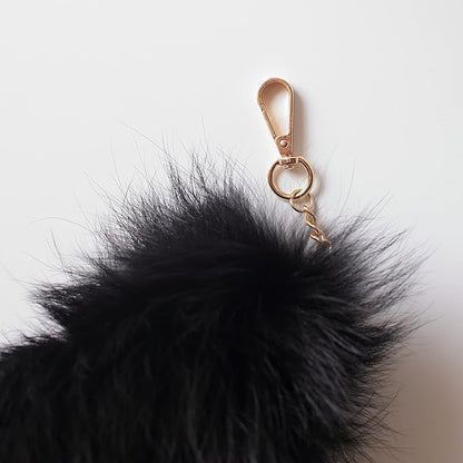 Fosrion Real Fox Tail Fur Cat Bites Hunting Playing Catching Toy (Black, Only Tail)