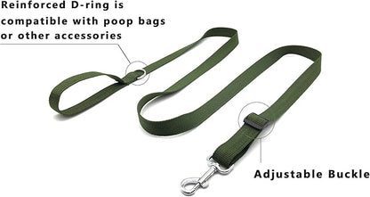 6FT Adjustable Dog Leash, Nylon Dog Leashes for Medium Large Dogs (Green)