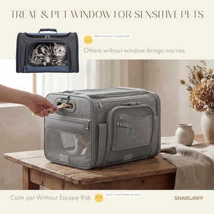 Top-Expandable Pet Carrier with Treat & Pet Window,18x11x11 Inch Delta American United Airline Approved,Soft-Sided Dog Carrier for Small Dogs and Cats,Travel Cat Carrier with Locking Safety Zippers