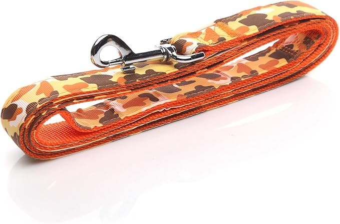 Heavy Duty Dog Leash, 4 FT/ 6 Feet Long, 1 Inch Wide, Nylon Camouflage Dog Leash for Small and Medium Dogs(4 FT, Orange)