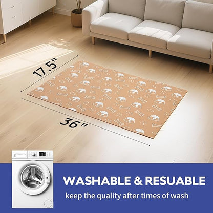 Cooyes Large Dog & Cat Food Mat 17.5"×36", Ultra-Absorbent Dog Bowl Mat for Food and Water, Pet Feeding Mat with Non-Slip Rubber Back, Pet Placemats with Water-Locking Bottom That Protects Floors
