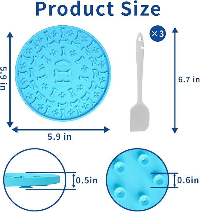 Lick Mat for Dogs & Cats 3 Pack - Silicone Dog Lick Mat with Suction Cups - Anxiety Relief/Promotes Healthy Eating/Frozen & Dishwasher Safe - Pet Peanut Butter Lick Pad LPFALASAT (Blue Orange Red)