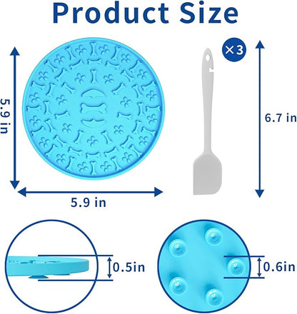Lick Mat for Dogs & Cats 3 Pack - Silicone Dog Lick Mat with Suction Cups - Anxiety Relief/Promotes Healthy Eating/Frozen & Dishwasher Safe - Pet Peanut Butter Lick Pad LPFALASAT (Blue Orange Red)
