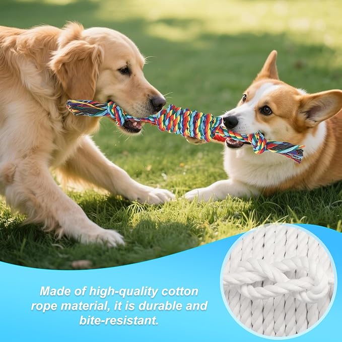 Celery Tough Dog Toys for Aggressive chewers - 4 Pack Durable Cotton Rope chew Toys for Large Dogs and Medium, Interactive tug of War, Teeth Cleaning, Puppy Training and Fetch Play