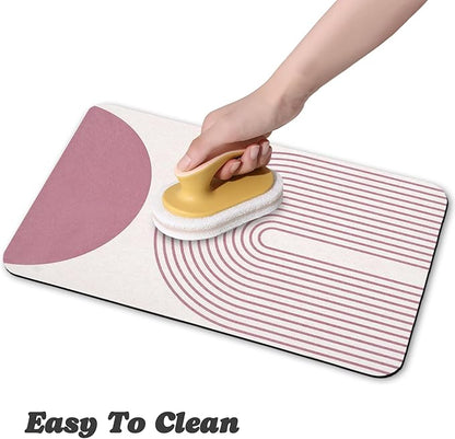 Dog Food Mats,Cat Absorbent Water Bowl Feeding Mats Pet Placemats for Food and Water Pink Bohemia 17 * 30 inch