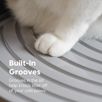 IRIS USA Large Top Entry Cat Litter Box Made in USA, Covered Enclosed Design with Lid, Litter Catching Grooved Top, Scatter Shield, Dog Proof, Scoop Included, Odor Control, Black/Gray