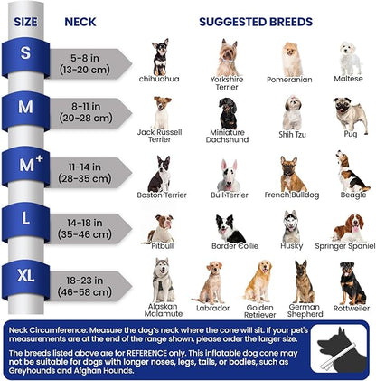 BARKLESS Dog Cone, Inflatable Dog Cone After Surgery, Soft Surgery Collar with Enhanced Anti-Licking Guard Shield for Pets, Patented Protective Donut Collar (Grey, S (Neck: 5"-8"))