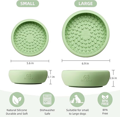 Dog Lick Bowl, Bestalk Anxiety Relief Lick Mat for Dogs, Non-Slip Freeze Licking Bowl Enrichment Puzzle Feeder for Distraction, BPA Free Silicone, Dishwasher Safe (Green,L)