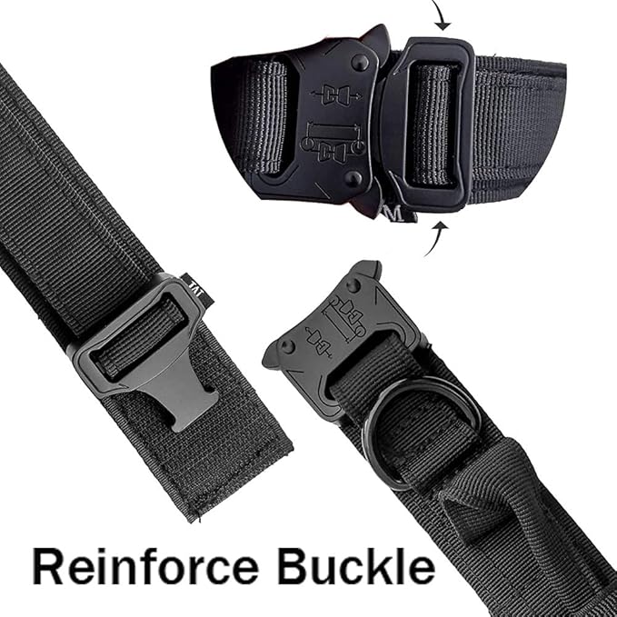 Xqpetlihai Tactical Dog Collar Adjustable Military Nylon Dog Collar with Control Handle and Heavy Duty Metal Buckle for Medium and Large Dogs (Black,S)