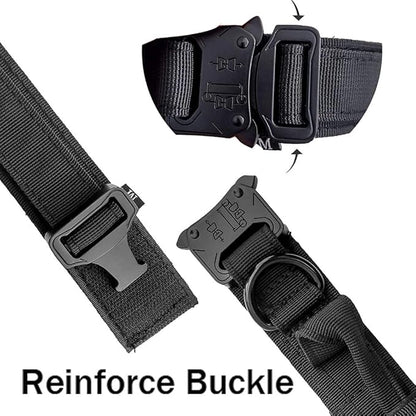 Xqpetlihai Tactical Dog Collar Adjustable Military Nylon Dog Collar with Control Handle and Heavy Duty Metal Buckle for Medium and Large Dogs (Black,L)