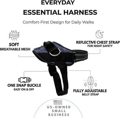 ShawnCo Essential Dog Harness, No-Pull Pet Vest with 3 Leash Clips, No Choke, Reflective, Adjustable and Padded, for Easy Walking and Training for Small, Medium and Large Dogs (Dark Camo, S)